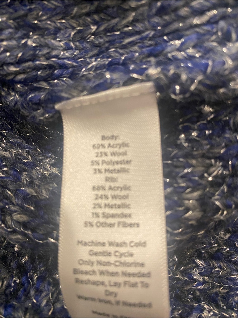 NWT Talbots Blue Metallic Tweed Mockneck Cabin Lake Cozy Classic Sweater Size M - Picture 13 of 13